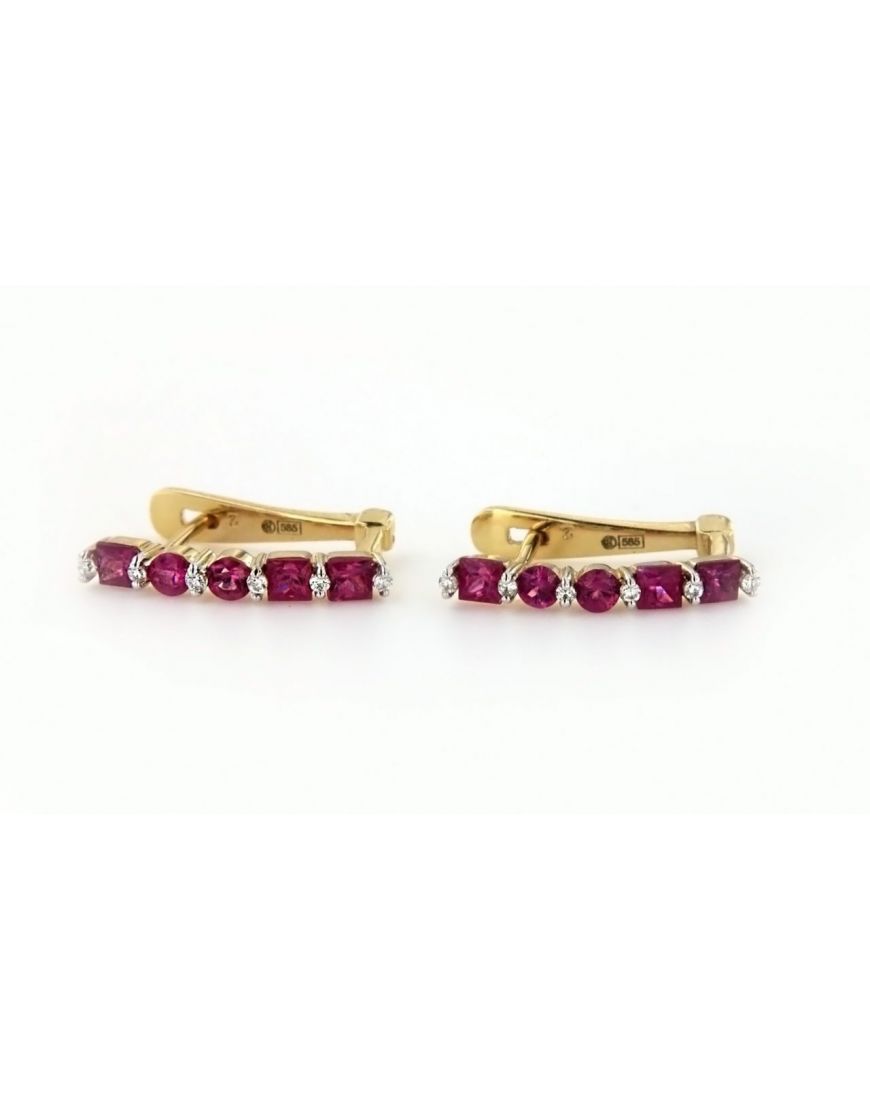Goldsmith Diamond Gold Earrings With Ruby Diamond Gold Earrings With Ruby
