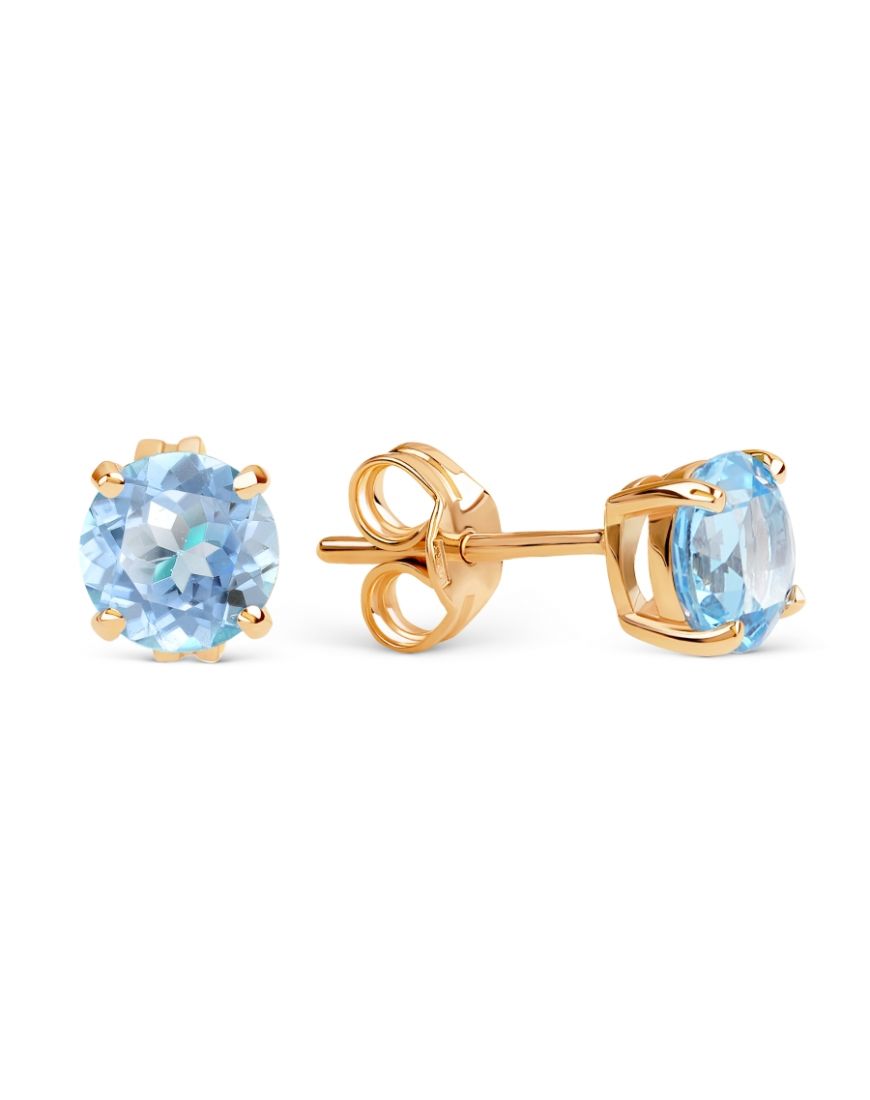 Blue Topaz gold earrings