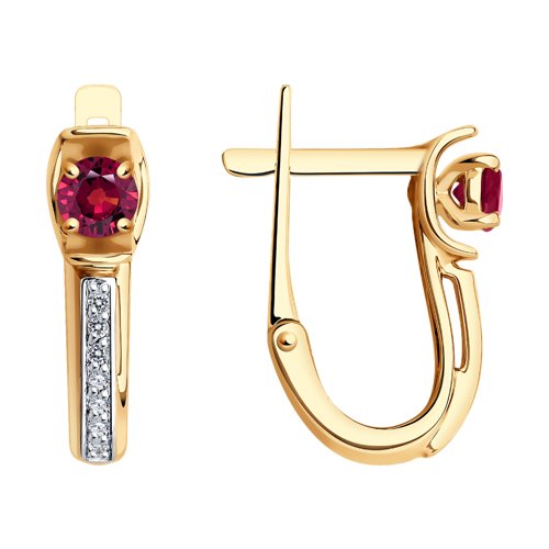 14K Rose Gold Earrings with Diamonds and Ruby
