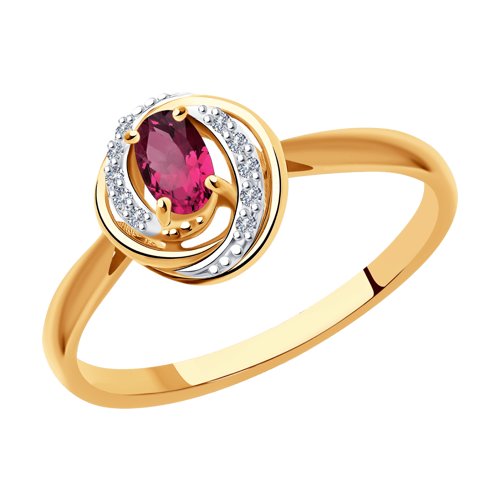 14K Rose Gold Ring with Diamonds and Ruby