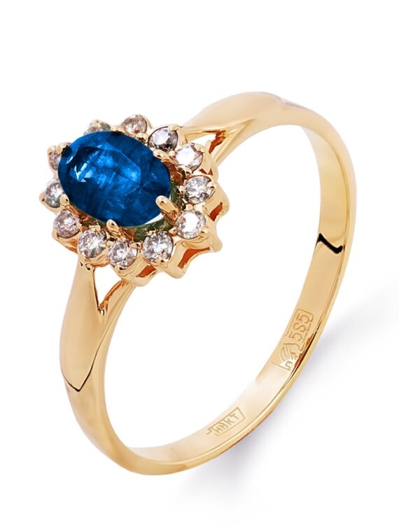 Rose Gold Ring with Diamonds and Sapphire