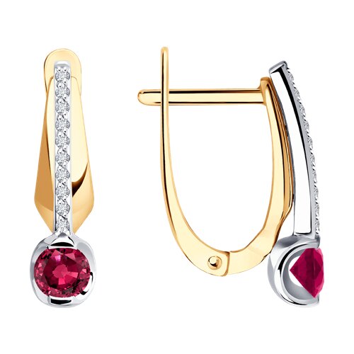 Diamonds and Ruby 14K Gold Earrings
