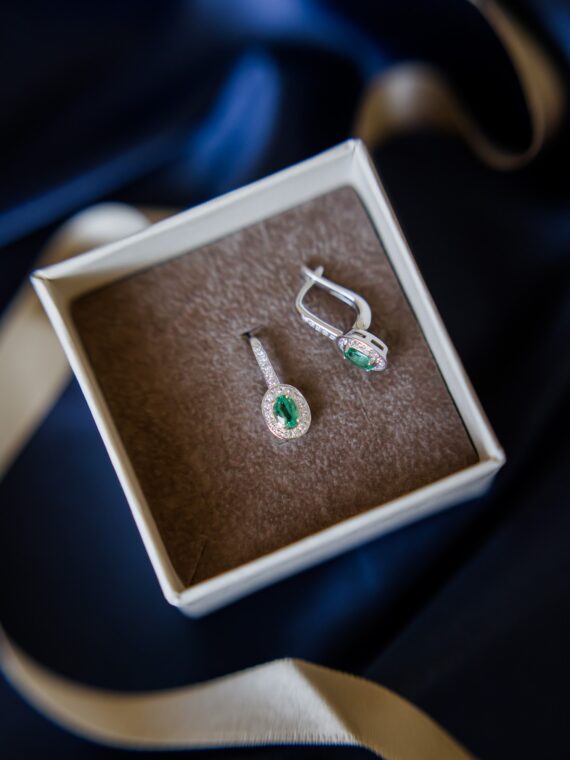 Emerald Diamond 14K White Gold Earrings