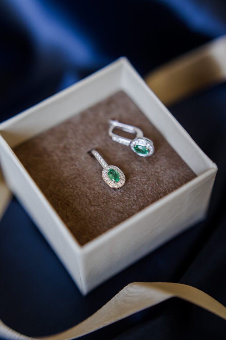 Emerald Diamond 14K White Gold Earrings