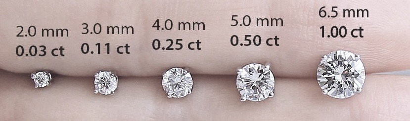 diamond stud earrings size