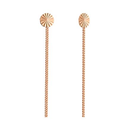 Circle Top Rose Gold Chain Earrings. View 2