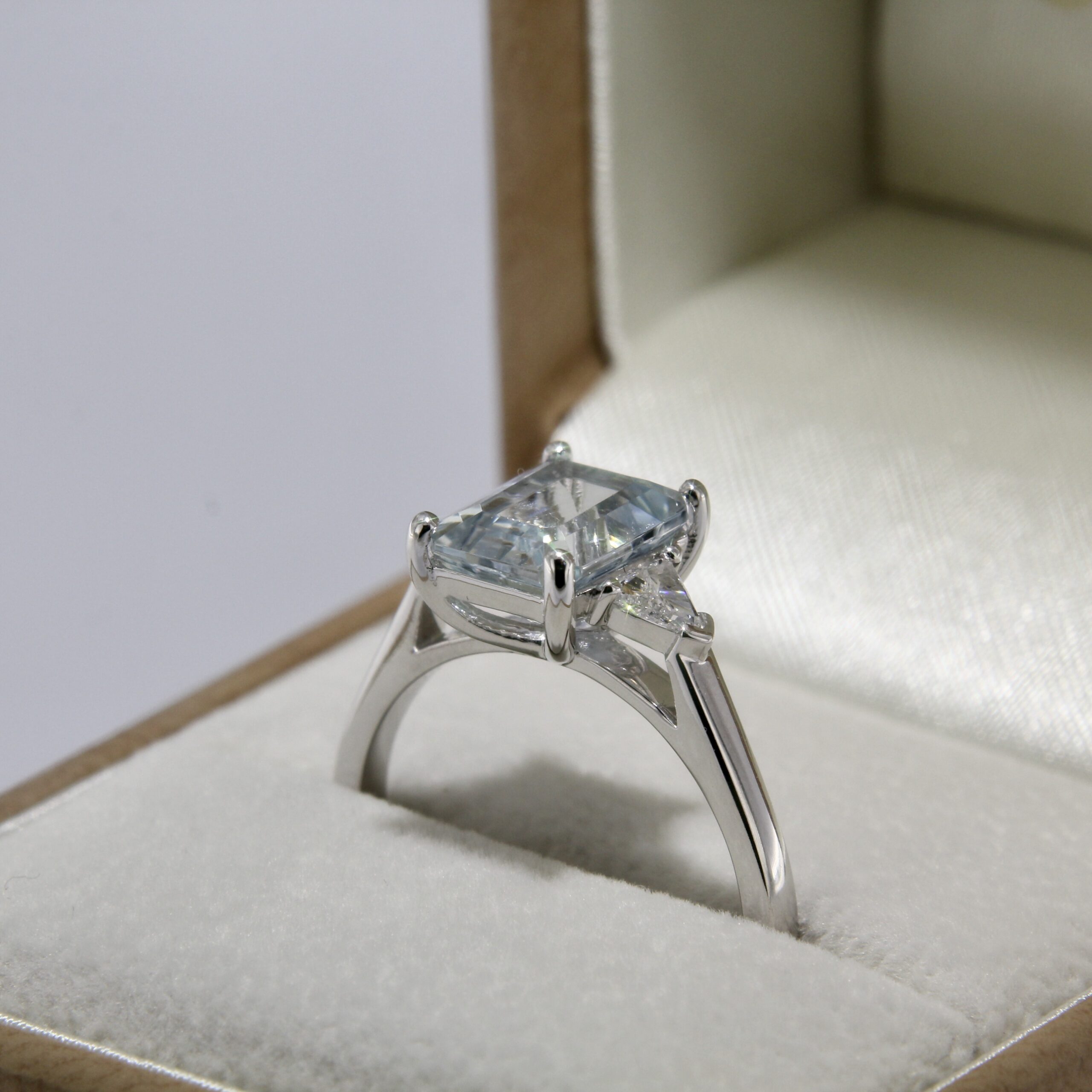 Diamond Aquamarine Engagement White Gold Ring