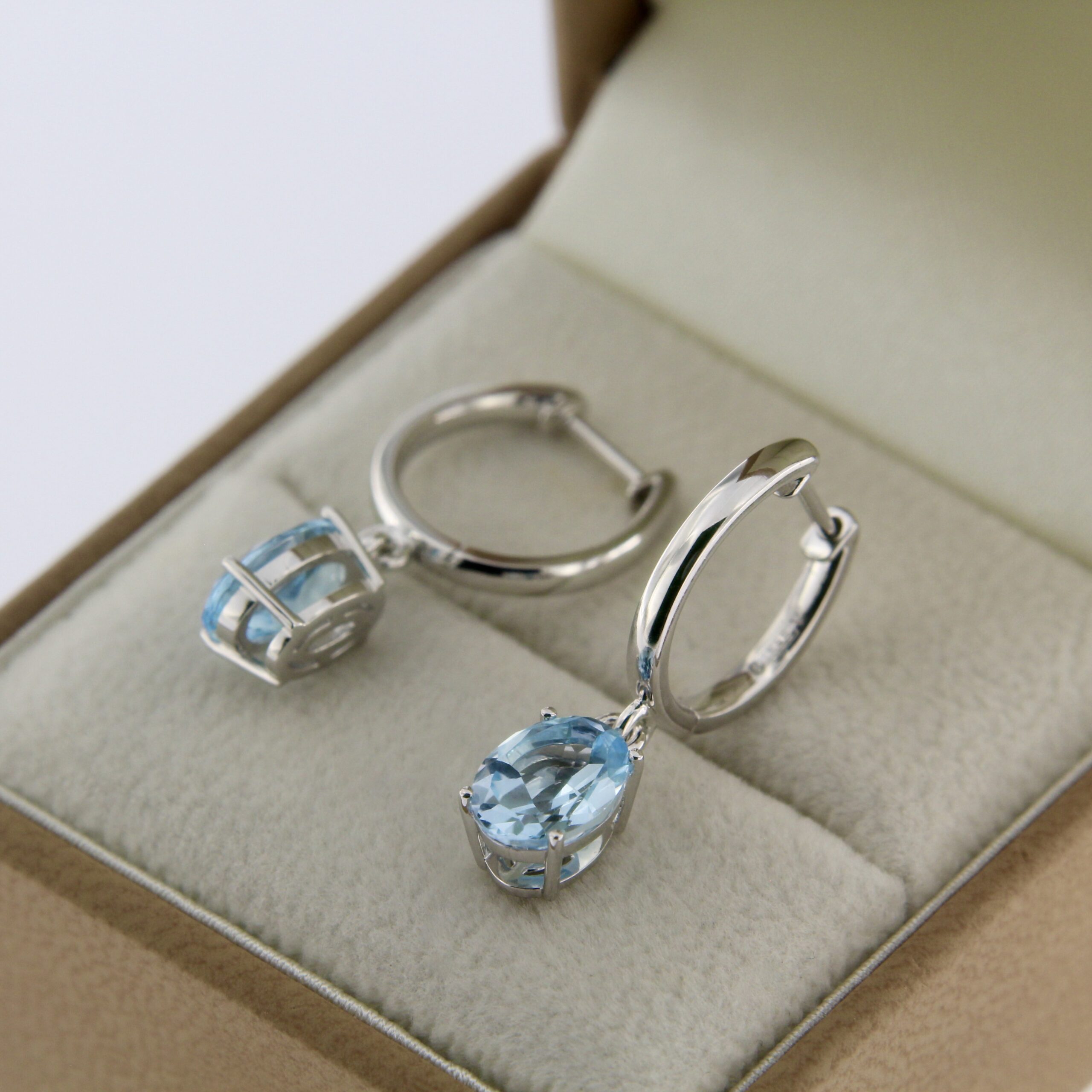 Sky Blue Topaz Gold Earrings