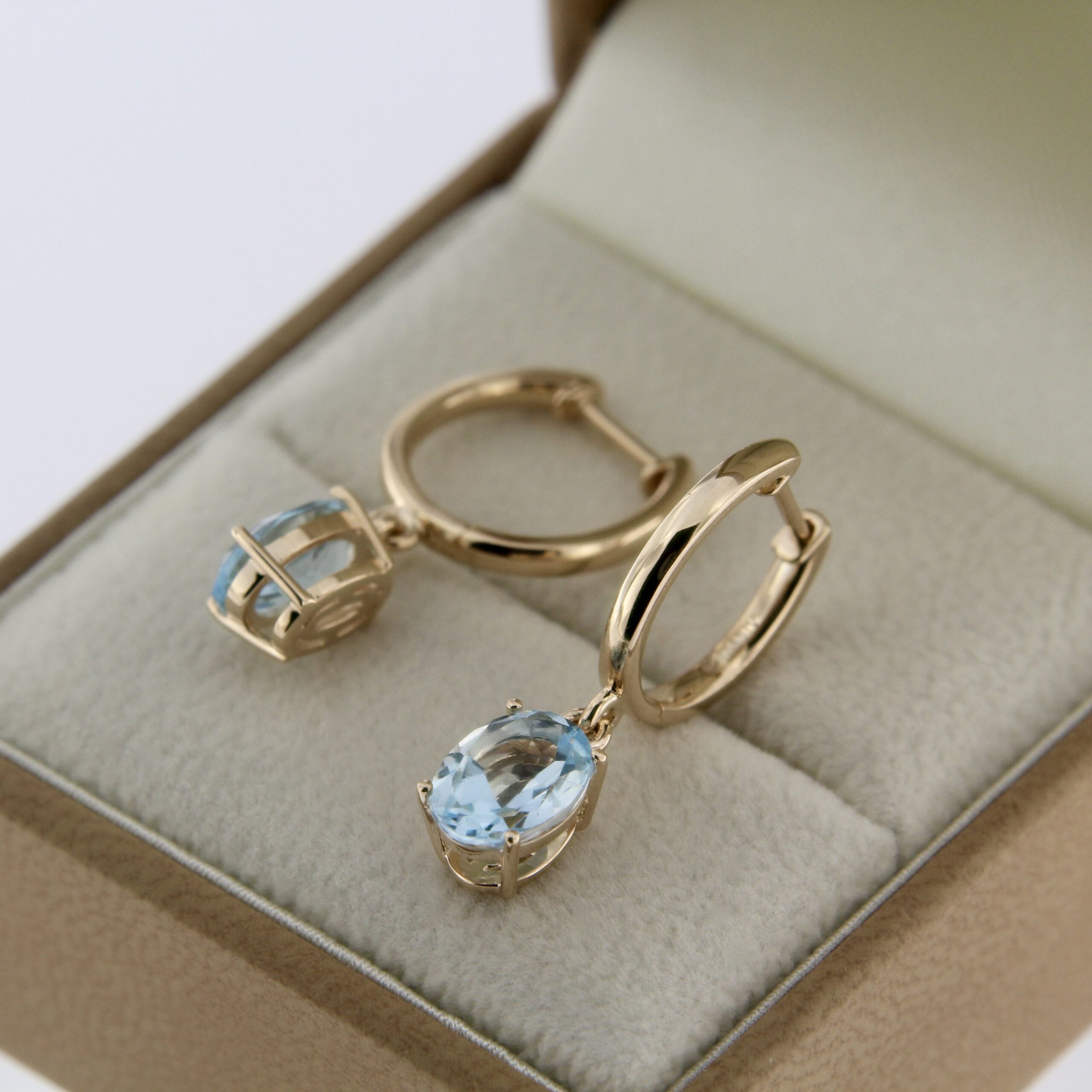 Sky Blue Topaz Gold Earrings