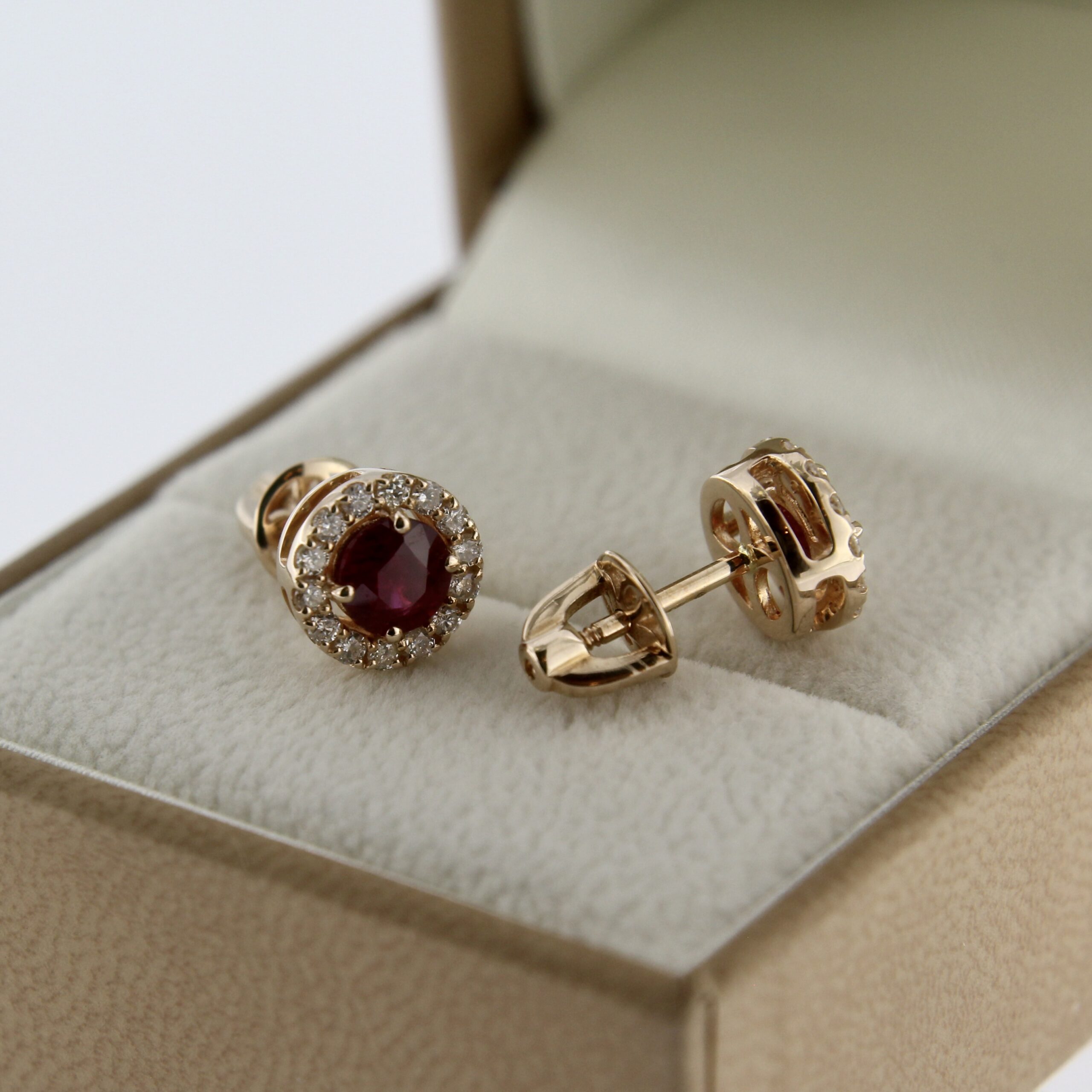 Ruby Diamond Stud Earrings