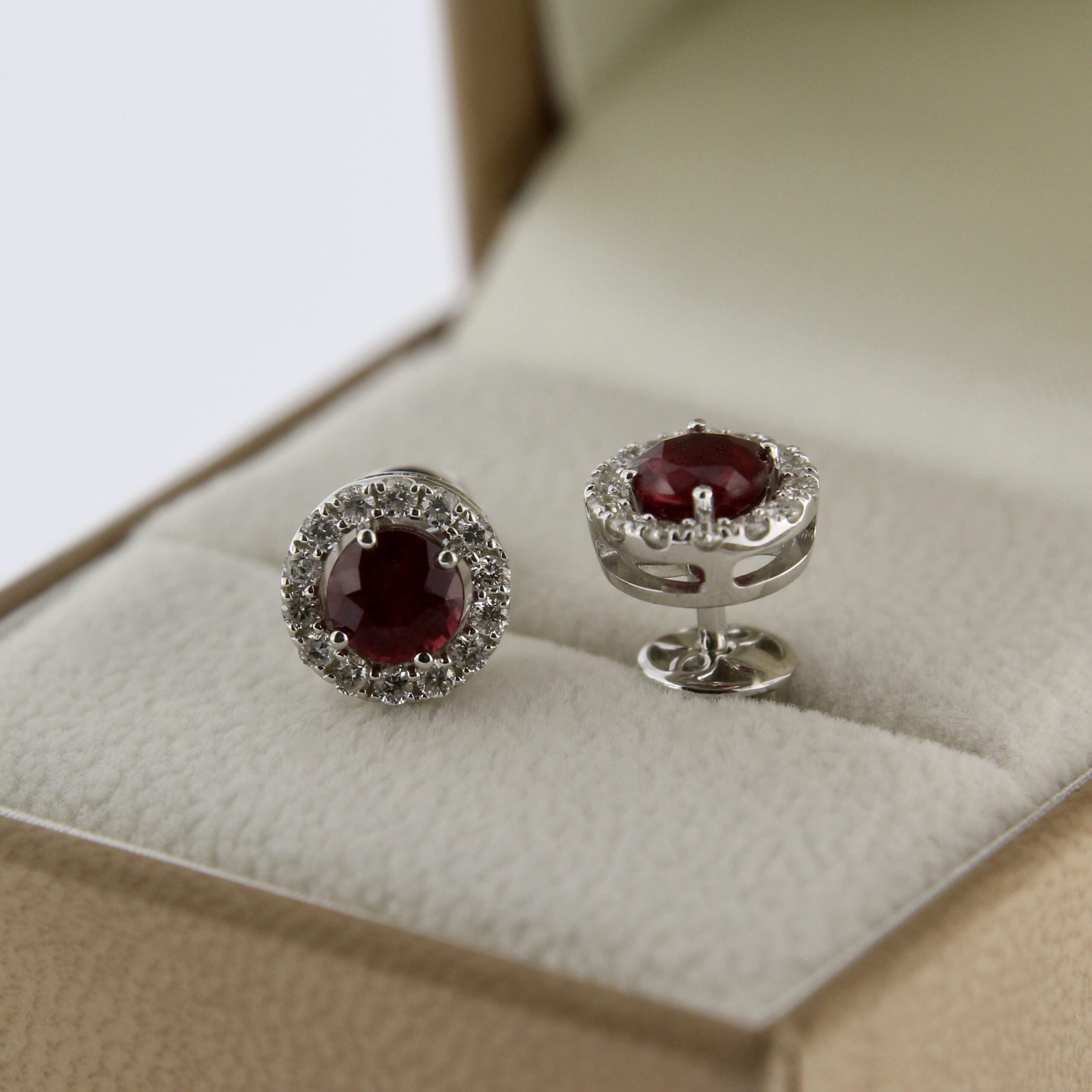 Ruby Diamond Stud Earrings